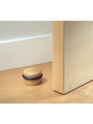 Round Wooden Door Stop with Rubber Bumpers | F2026G