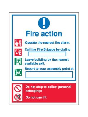 Jactone- Fire Action Notice - Self Adhesive Vinyl-200 x 150mm -