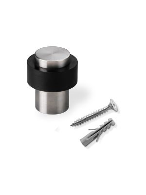 Tall Door Stop with Large Bumpers & Screws - Stainless Steel | F2102