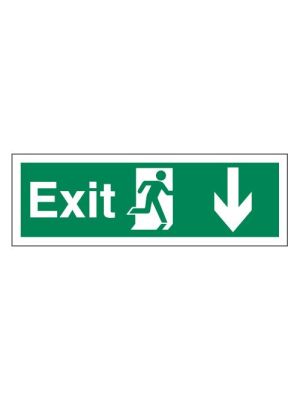 Fire Exit Arrow Down - Self Adhesive Vinyl- 150 x 450mm 