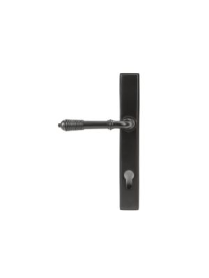 Aged Bronze Reeded Slimline Lever Espag. Lock Set - 83952 | From the Anvil