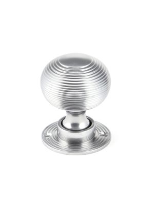 Satin Chrome Heavy Beehive Mortice/Rim Knob Set - 91974 | From the Anvil