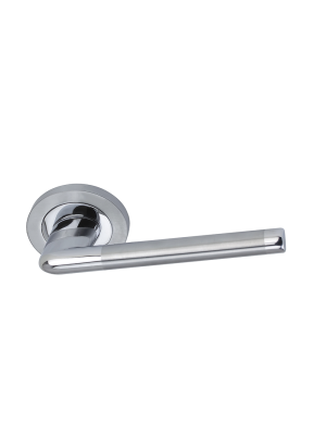 Fleur Door Lever Handle (Set) - Satin / Polished Chrome