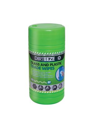 Dirteeze Glass & Plastic wipes Jumbo Tub 80 - Hydrocell Cloths - 25 x 20cm