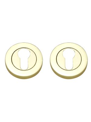 Matching Round Euro Escutcheon (Pairs) - Polished Brass