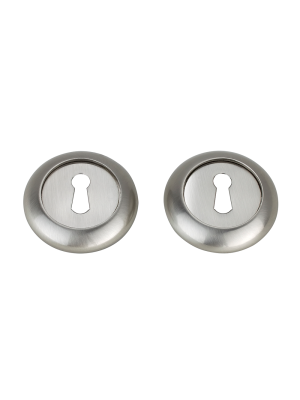 Matching Round Raised Euro Escutcheon (Pairs) - Satin Nickel