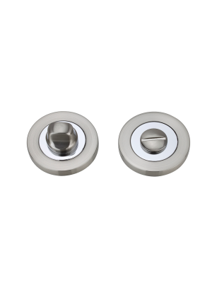 Matching Bathroom Round Thumb Turn - Satin Nickel / Polished Chrome
