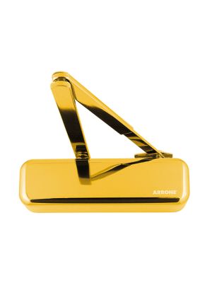 HOPPE Arrone Overhead Door Closer & Matching Arm Power Size 2 to 4 - Polished Brass