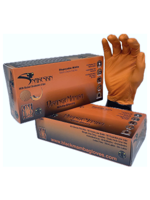 Orange Mamba Snakeskin Nitrile Disposable Gloves - (Box of 50)