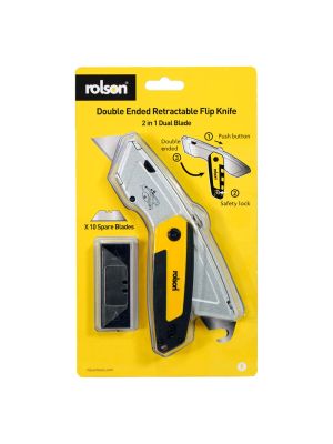 Rolson Dual Blade Utility Flip Knife with 10 Blades | R8262