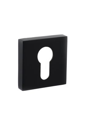 STATUS Matt Black Euro Escutcheon on S4 Square Rose (Pair) | T2055
