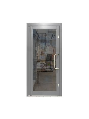 Aluminium Single Door Double Glazed All Glass - Mid Grey RAL 7040 (PAS24)