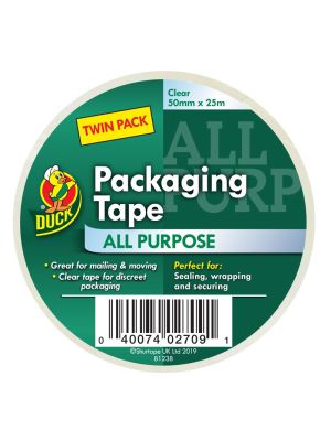 Shurtape Duck Tape Packing All Purpose Twin Pack - Clear (50mm x 25m)