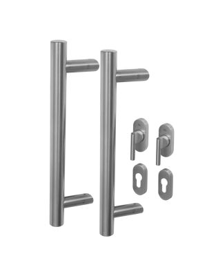 BLU Offset Round T Bar Handle for Straight Slide Doors - 316 Stainless Steel 