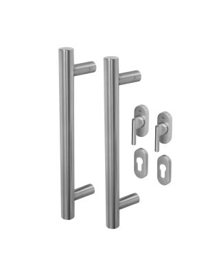 BLU Inline Round T Bar Pull Handle for Straight Slide Doors - 316 Stainless Steel 