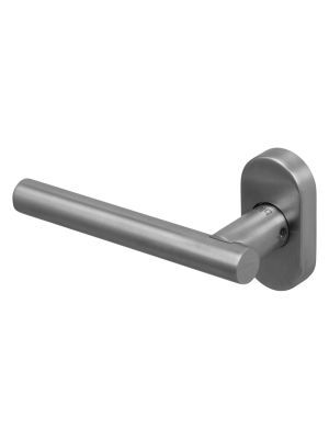 BLU KM965C T Bar Lever Door Handle on Oval Rose - Satin Stainless Steel (316 Marine Grade)