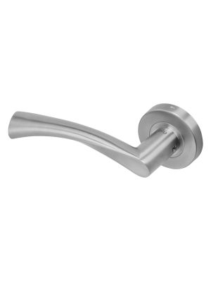 BLU WH900 Wing Lever Door Handle on Round Rose - Satin Stainless Steel (316 Marine Grade)