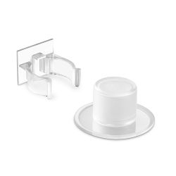 Adhesive Cylindrical Door Stop & Clamp Retainer - Transparent