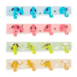 Childrens Wooden Wall Hanger with 4 Hooks