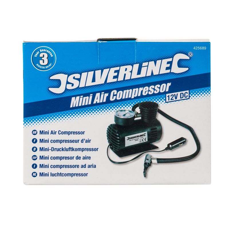 Silverline Mini Air Compressor (12V DC), Dortech Direct