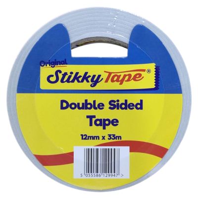 Stikky Double Sided Tape - White (12mm x 33m)
