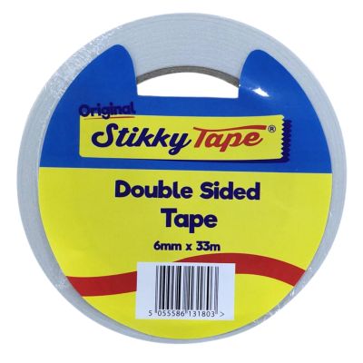 Stikky Double Sided Tape - White (6mm x 33m)