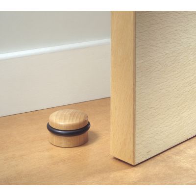 Round Wooden Door Stop with Rubber Bumpers | F2026G