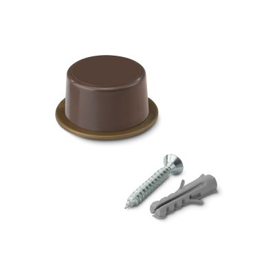 Door Stop with PVC Shock Absorber & Screws - Brown | F2152