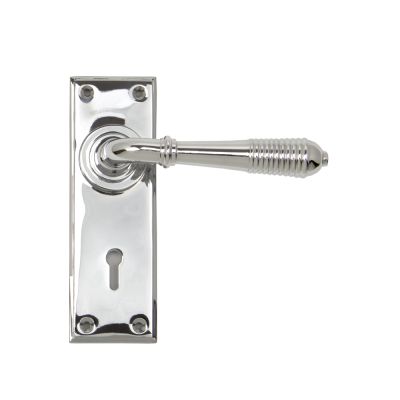 Polished Chrome Reeded Lever Lock Set - 33306 | From the Anvil