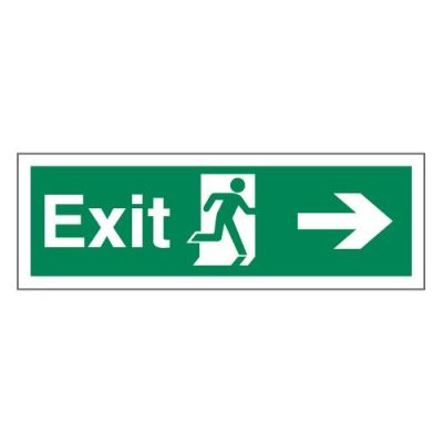 Fire Exit Arrow Right - 150 x 450mm - Self Adhesive Vinyl
