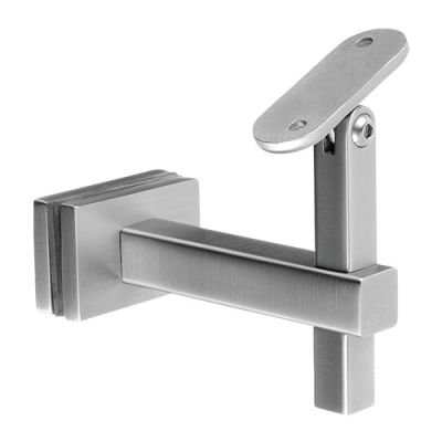 Square Adjustable Handrail Bracket - Glass Fit to Flat Mount