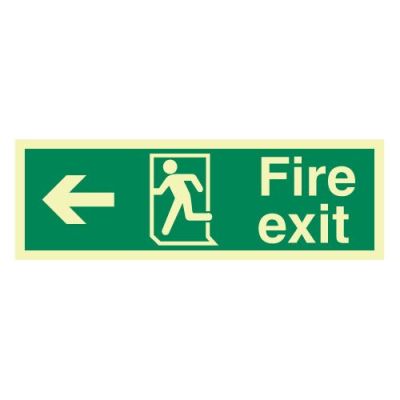 Fire exit sign running arrow left – Photoluminescent