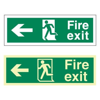 Fire Exit Arrow Left  150 x 450mm - Self Adhesive Vinyl