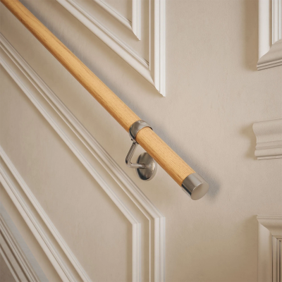 Rothley Red Oak & Brushed Silver 3.3m Handrail Kit | D8959