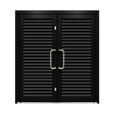 Aluminium Double Door Louvred - Black RAL 9005 (PAS24)