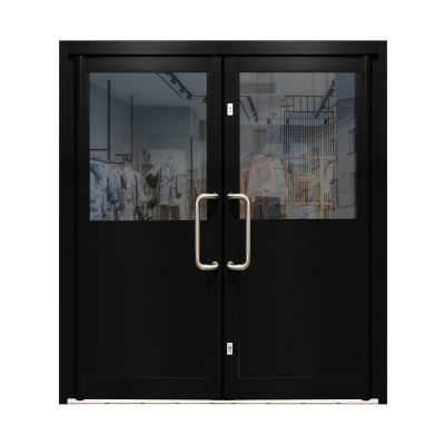 Aluminium Double Door Double Glazed Half-Panel - Black RAL 9005 (PAS24)