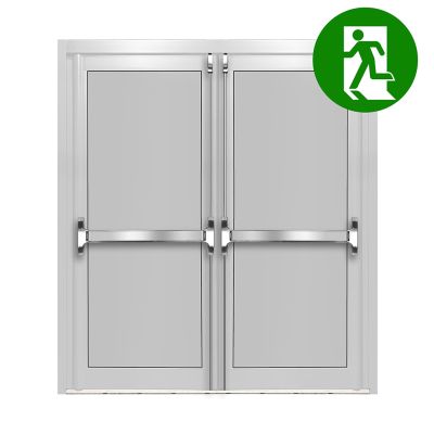 Aluminium Double Door Fire Exit Full Panel - White RAL 9010 (PAS24)