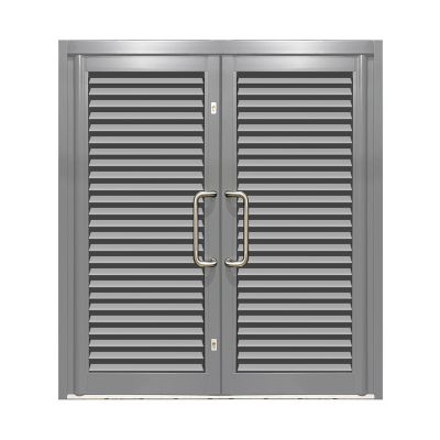 Aluminium Double Door Louvred - Mid Grey RAL 7040 (PAS24)