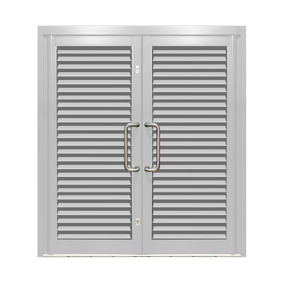Aluminium Double Door Louvred - White RAL 9010 (PAS24)