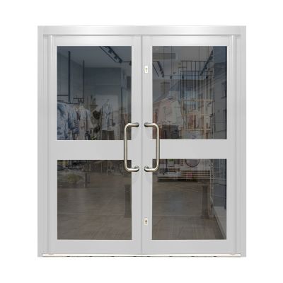 Aluminium Double Door Double Glazed Midrail - White RAL 9010 (PAS24)