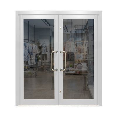 Aluminium Double Door Double Glazed All Glass - White RAL 9010 (PAS24)