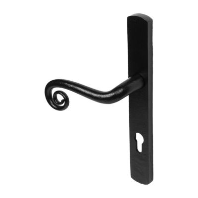 DuraTique Curly Tail Black Antique Door Handle (Dual Sprung) - Left 