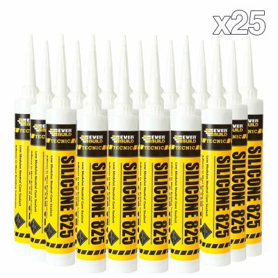 Box of Sikasil 825 Everbuild Tecnic LM Silicone Sealant (380ml)