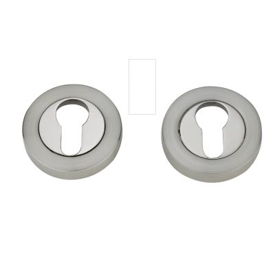 Matching Round Euro Escutcheon (Pairs) - Satin Nickel / Polished Nickel