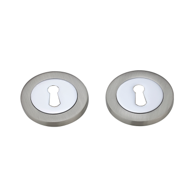 Matching Round Key Hole Escutcheon (Pairs) - Satin Nickel / Polished Chrome