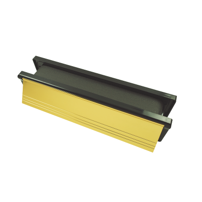 Fire Rated Intumescent Letterboxes Defender Range - 12” Polish Gold (30 Minute Fire Rated)