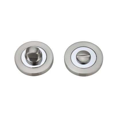 Matching Bathroom Round Thumb Turn - Satin Nickel / Polished Chrome
