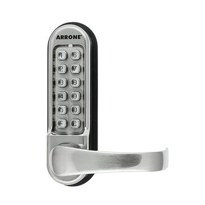 HOPPE Arrone Mechanical Digital Lock Lever Operated Code Free Tubular Latch - Matt Chrome