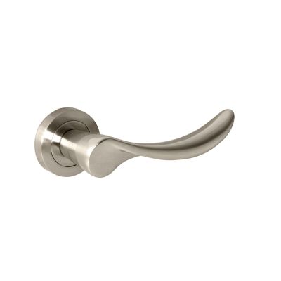 Mediterranean Malaga Satin Nickel Lever on Round Rose (Pair) | T2007