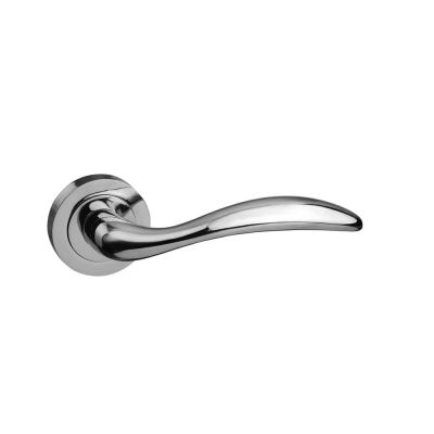 Mediterranean Ancon Polished Chrome Lever on Round Rose (Pair) | T2001